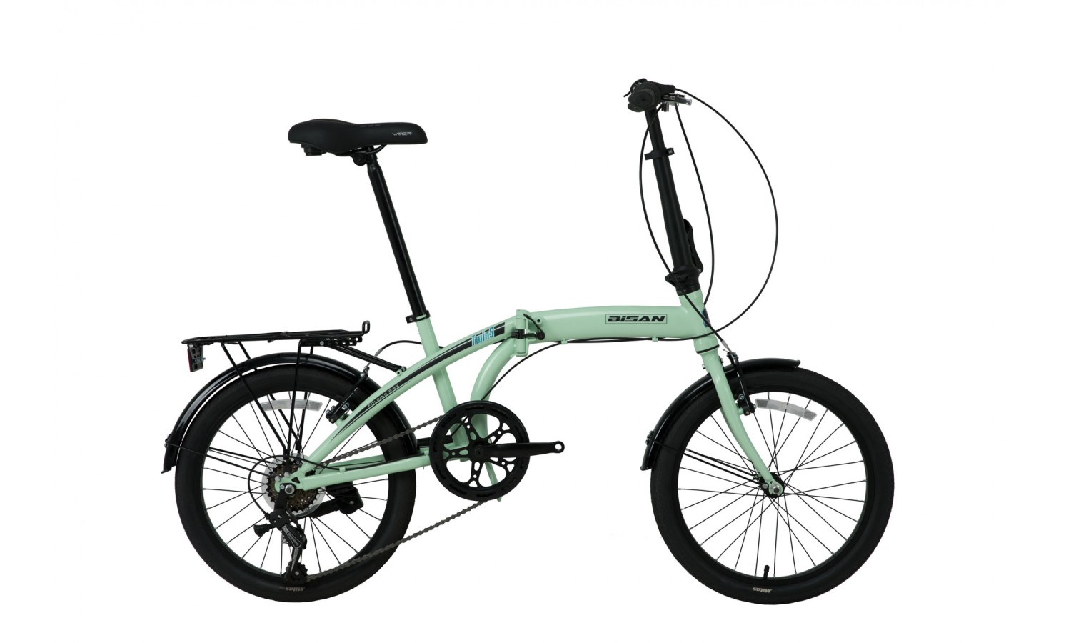 Bisan Twin-S 20-Jant V-Fren Katlanır Bisiklet (Mint Yeşil-Siyah)