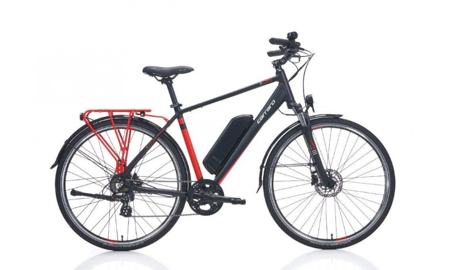 Carraro E-Life 2.1 28-Jant Hd Elektrikli Şehir Bisikleti (Mat Siyah Kırmızı Gümüş)