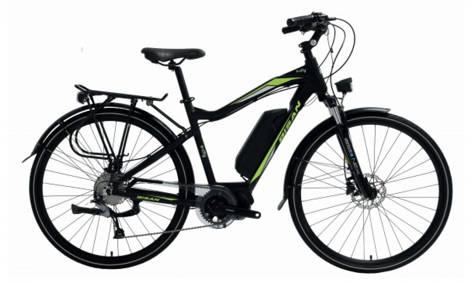 Bisan E-City 28 Jant Hd Elektrikli Bisiklet (Siyah Yeşil)