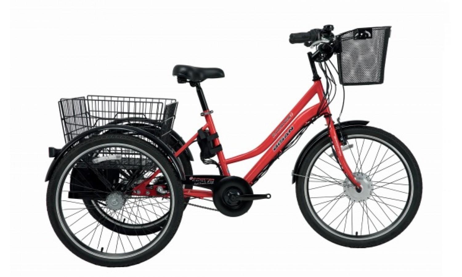 Bisan E-Porter Shimano Nexus 3 Elektrikli Kargo Bisikleti (Kırmızı-Siyah)