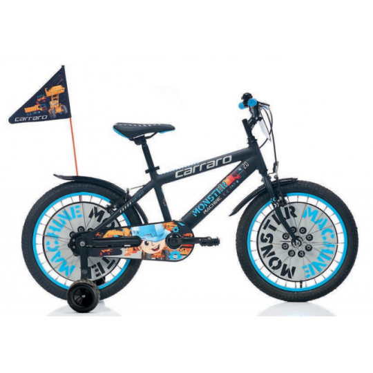 Carraro Monster 20 Jant V-Fren Çocuk Bisikleti (Mat Siyah Gri Mavi)
