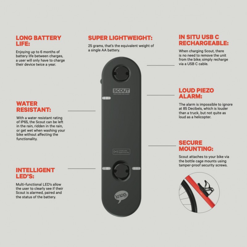 Bisiklet Alarm ve Takip Sistemi Knog Scout (Apple Uyumlu)