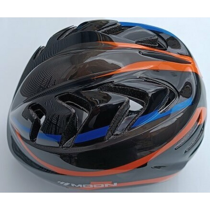 Çocuk Kaskı Siyah Mavi Turuncu Moon MV7