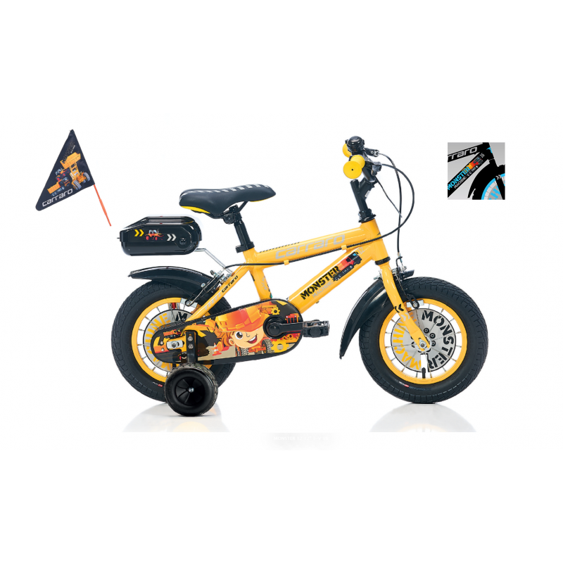 Carraro Monster 12 Çocuk Bisikleti (Mat Siyah-Gri-Mavi)