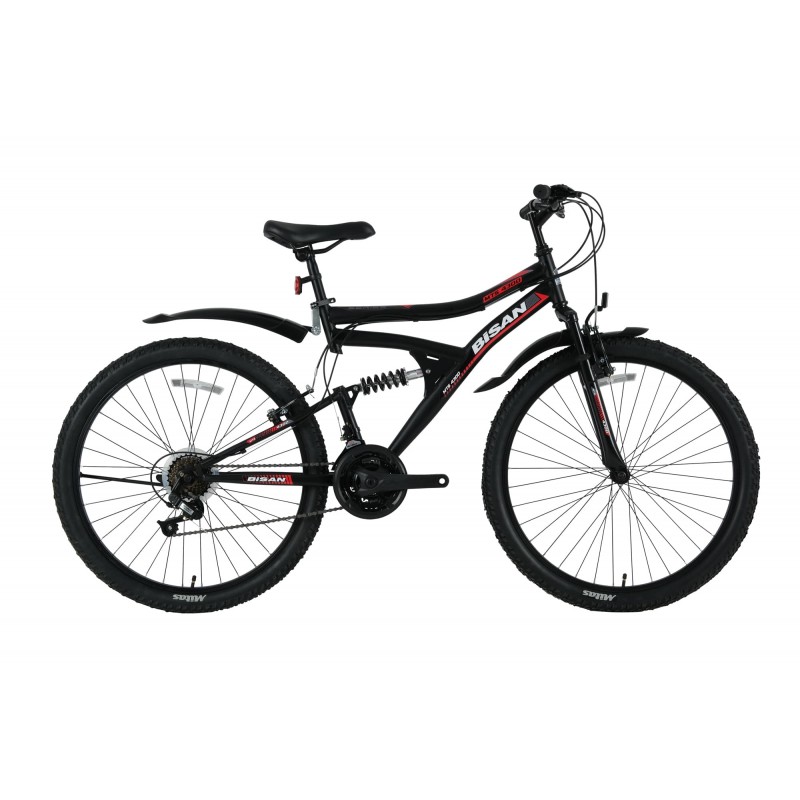 Bisan Mts 4300 24-Jant V-Fren Dağ Bisikleti (Mat Siyah-Kırmızı)