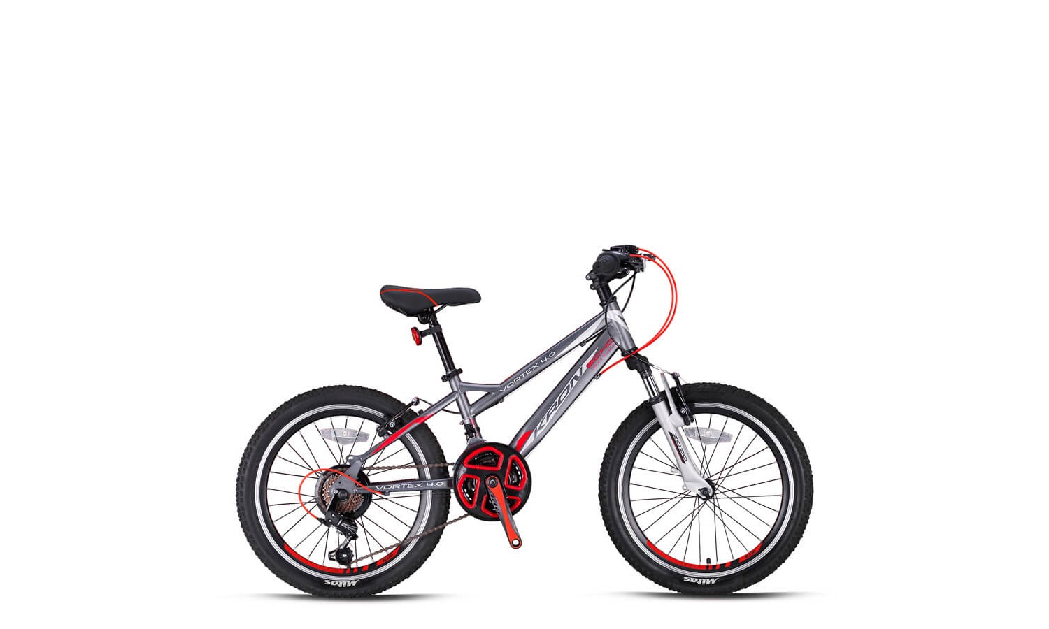 Kron Vortex 4.0 20 Jant V-Fren Çocuk Bisikleti (Mat Füme-Kırmızı-Gri)