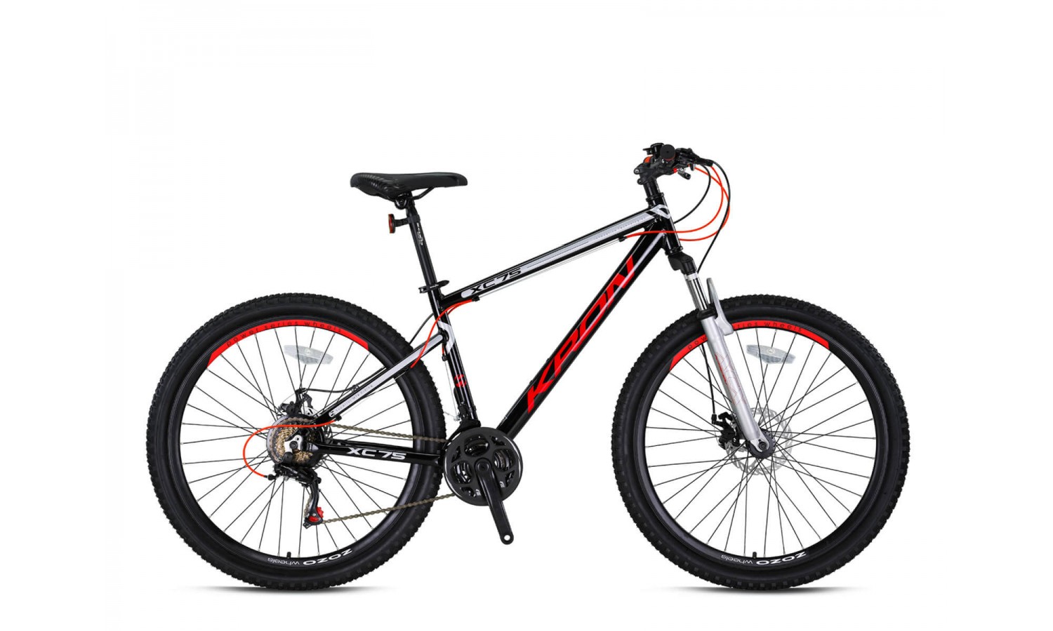 Kron Xc75 24 Jant V-Fren Dağ Bisikleti (Parlak Siyah-Kırmızı)