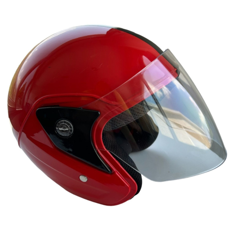 KASK ÇENELİKSİZ (Camlı) KIRMIZI