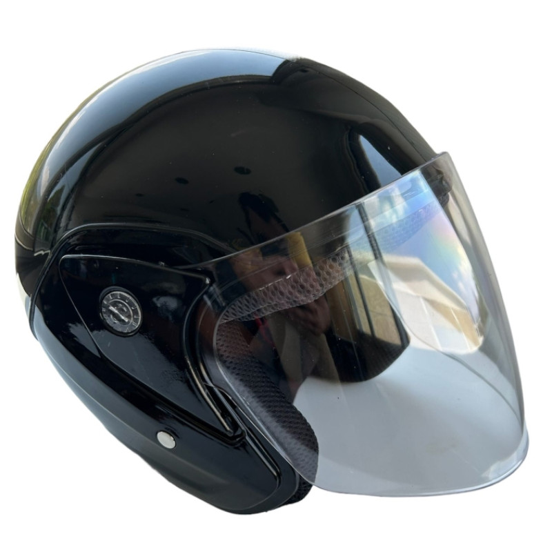 KASK ÇENELİKSİZ (Camlı) SİYAH