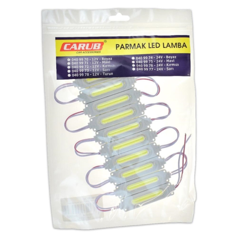 PARMAK LED DİKDÖRTGEN CAMLI BEYAZ (10 ADET) 12V