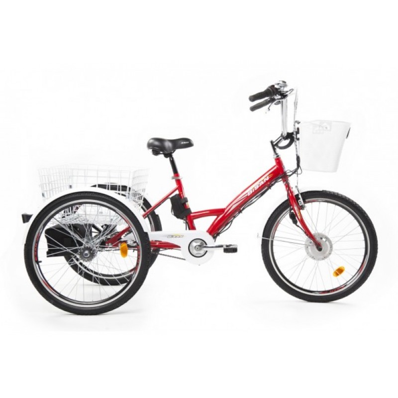 Bisan E-Bazaar Shimano Nexus 3 Elektrikli Kargo Bisikleti (Kırmızı)